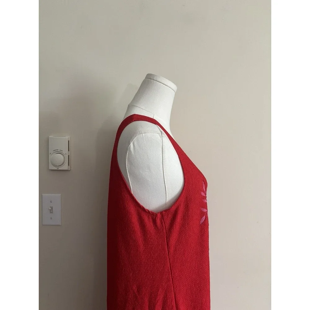 Tropical Cute Y2K Baddie Hawaiian Dress 90s 2000s Red Pink Beaded Beach Sz Large